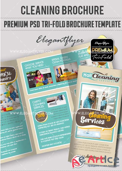Cleaning Services V9 Premium Tri-Fold PSD Brochure Template