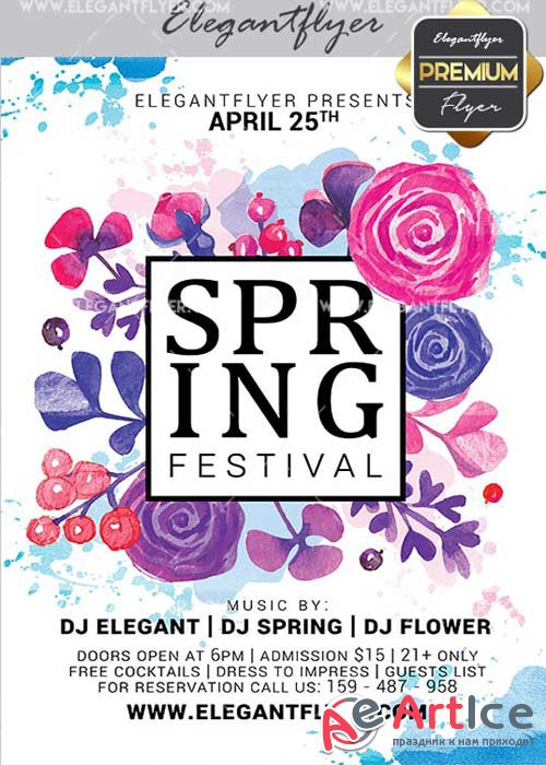 Spring Festival Flyer PSD V11 Template + Facebook Cover
