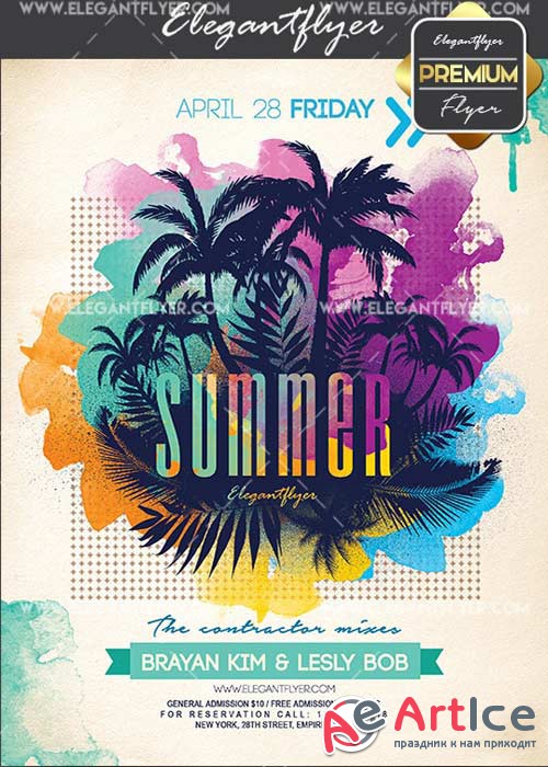 Summer Party V04 Flyer PSD Template + Facebook Cover