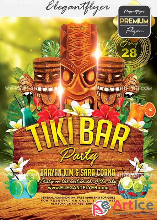 Tiki Bar V7 Flyer PSD Template + Facebook Cover