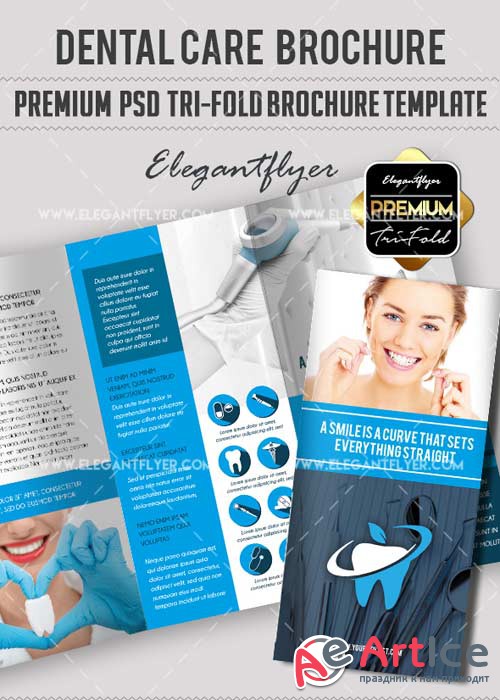 Dentist  Premium Tri-Fold PSD V2 Brochure Template