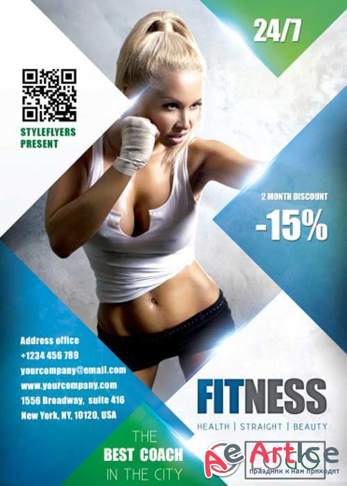 Fitness V22 PSD Flyer Template with Facebook Cover