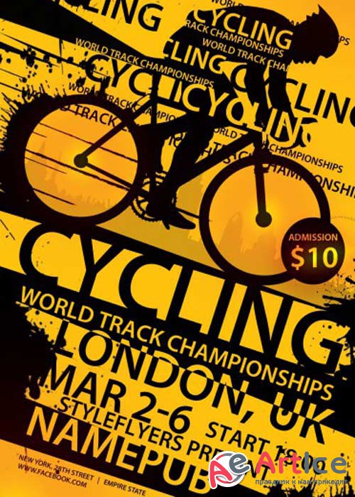 Cycling. World Track Championships PSD Flyer Template with Facebook Cover