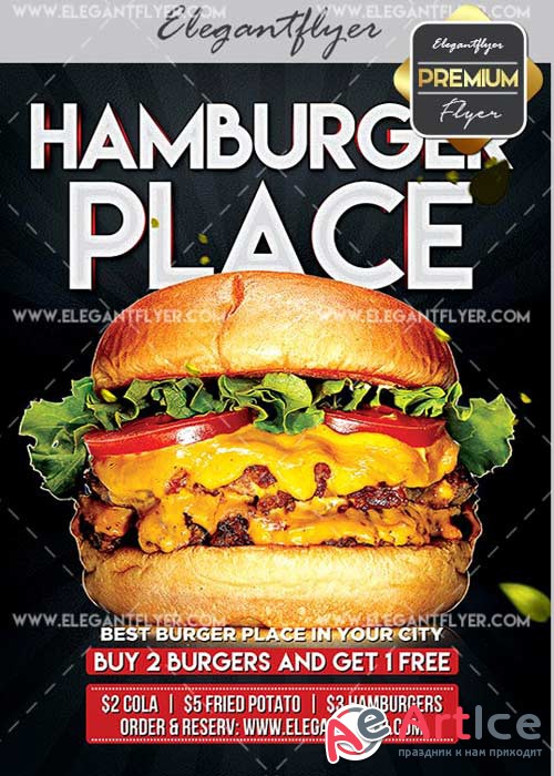 Hamburger Place V10 Flyer PSD Template + Facebook Cover