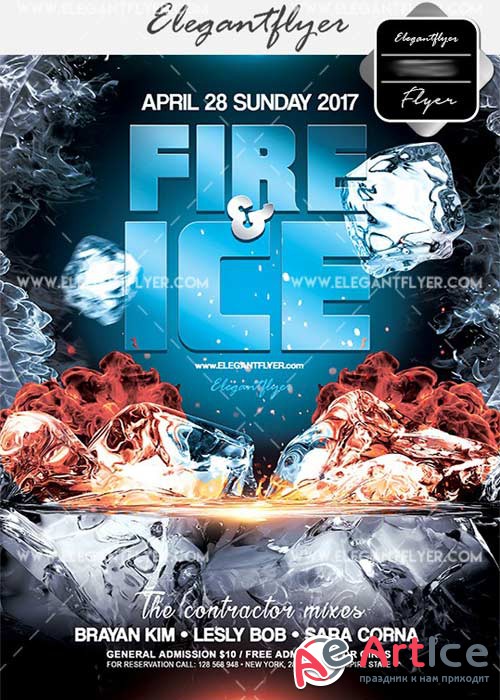 Fire and Ice V3 Flyer PSD Template + Facebook Cover