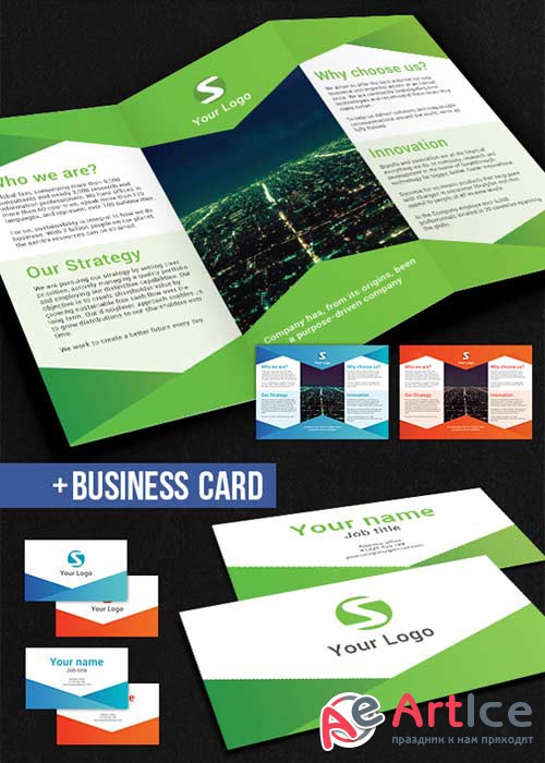 Modern Business Tri-Fold Brochure V14 PSD Template