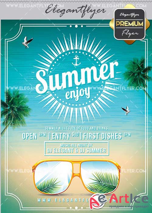 Enjoy Summer V7 Flyer PSD Template + Facebook Cover