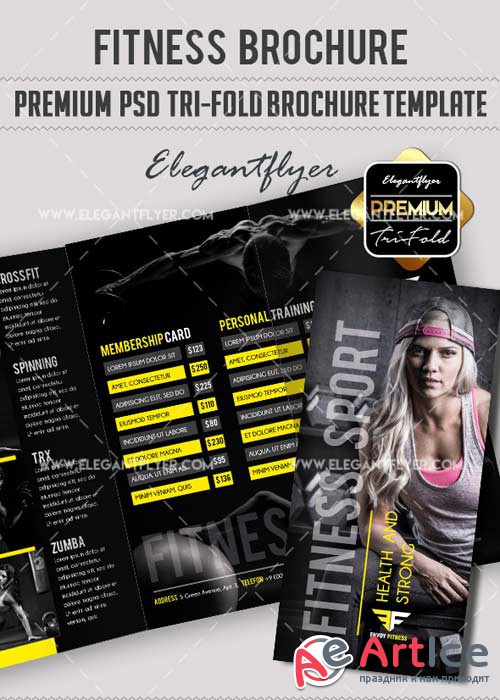 Fitness V33 Premium Tri-Fold PSD Brochure Template