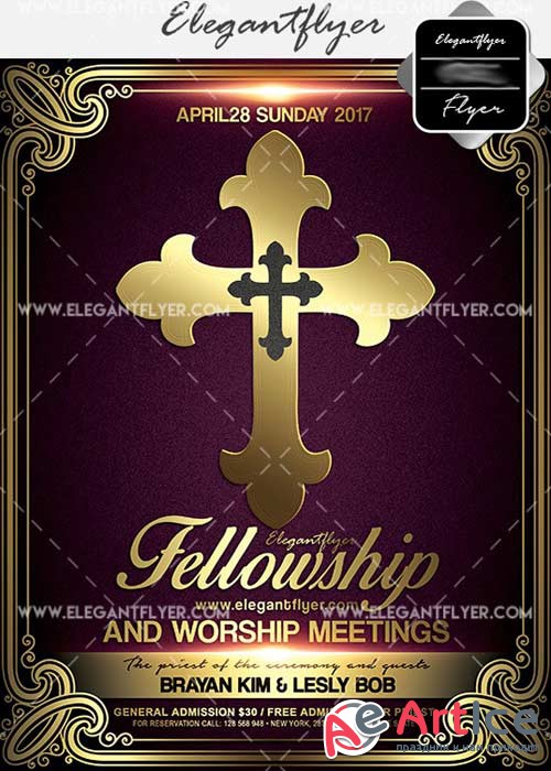 Fellowship and Worship Meetings V1 Flyer PSD Template + Facebook Cover