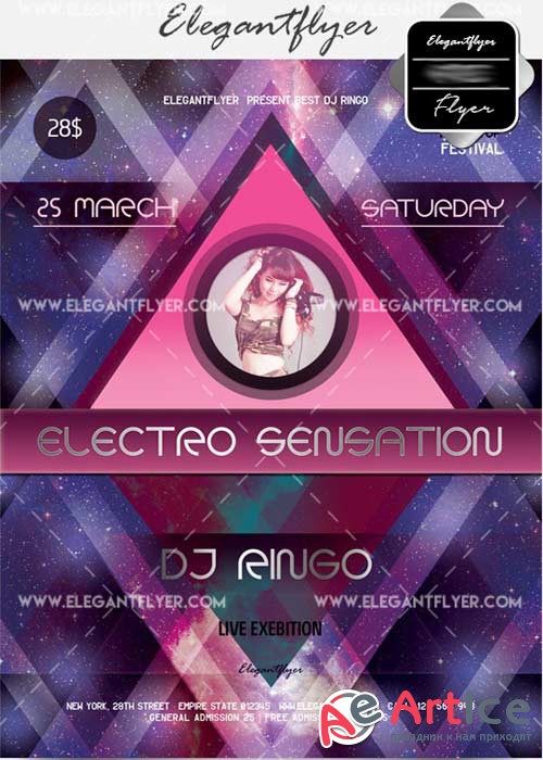Electro Sensation V12 Flyer PSD Template + Facebook Cover