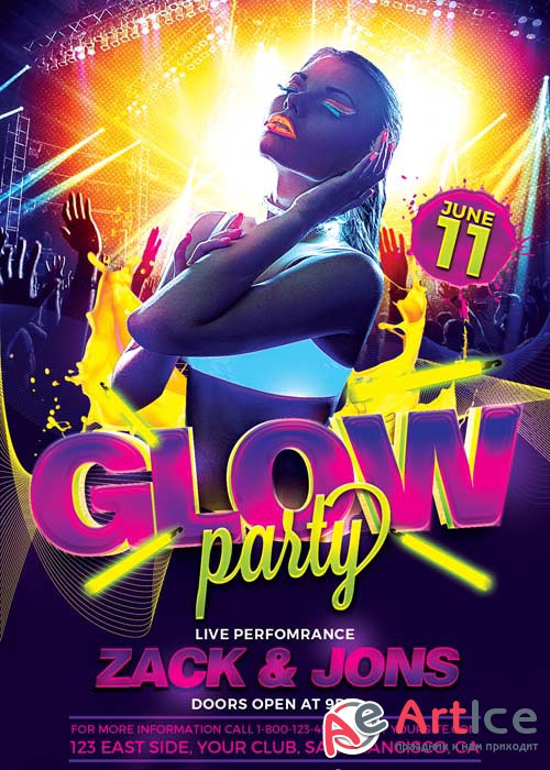 UV Glow Party V15 Flyer Template