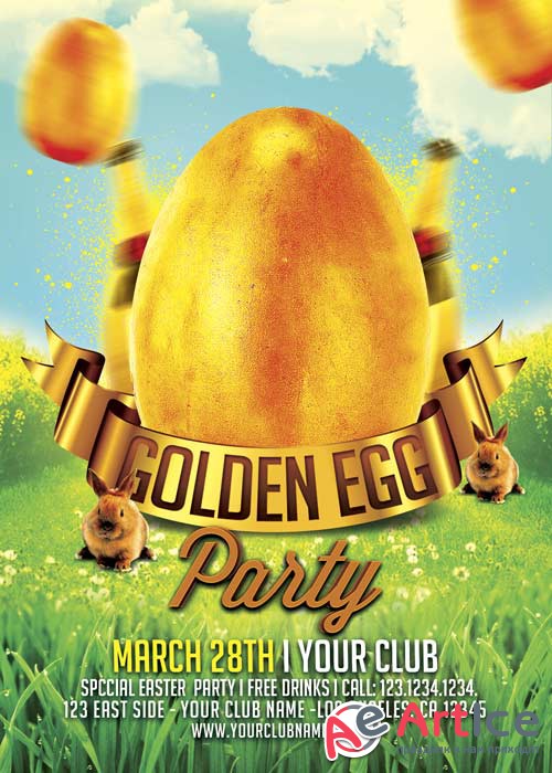 Golden Egg Easter Party V11 Flyer Template
