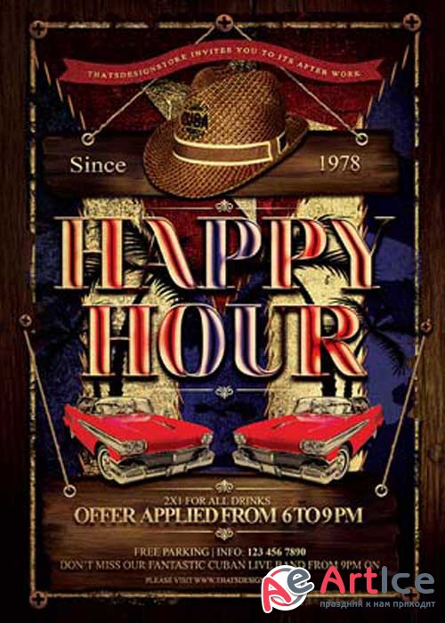 Cuban Happy Hour V15 Flyer Template