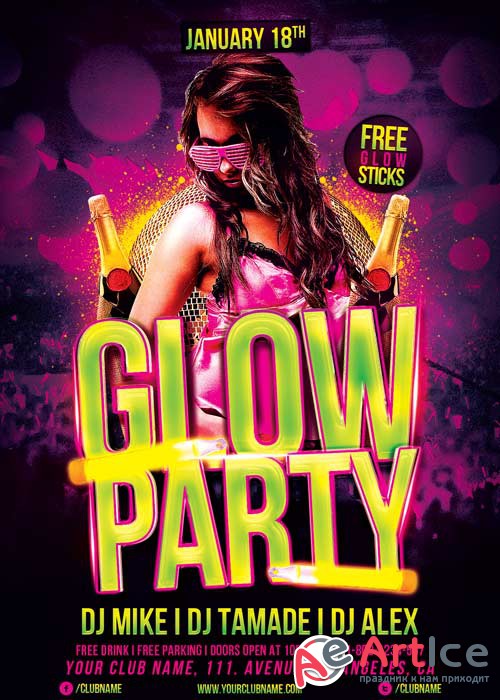 Glow Party V15 Flyer Template