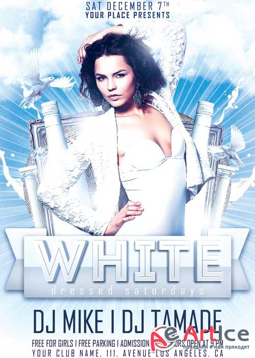 White Dressed Saturdays V5 Flyer Template