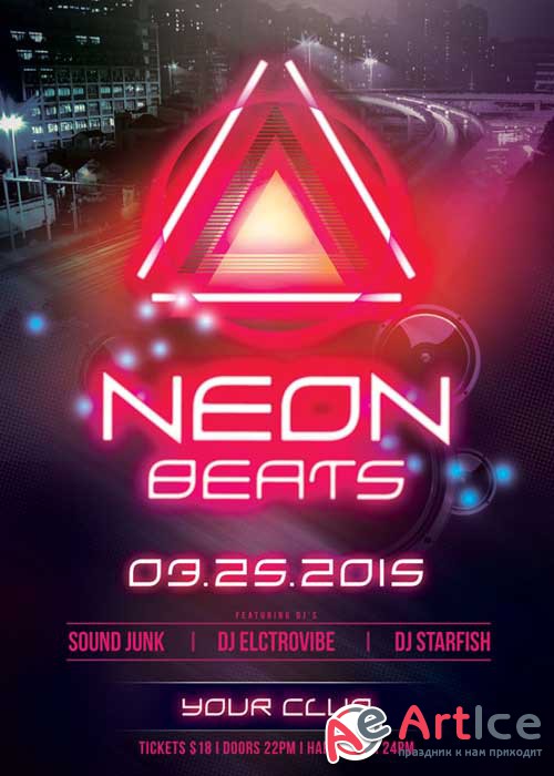 Neon Beats V15 Flyer Template
