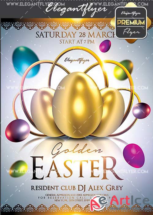 Golden Easter V20 Flyer PSD Template + Facebook Cover