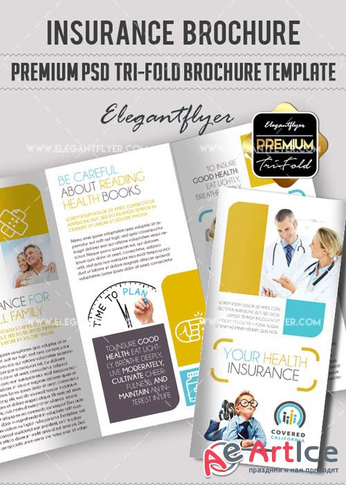 Health Insurance V14 Premium Tri-Fold PSD Brochure Template