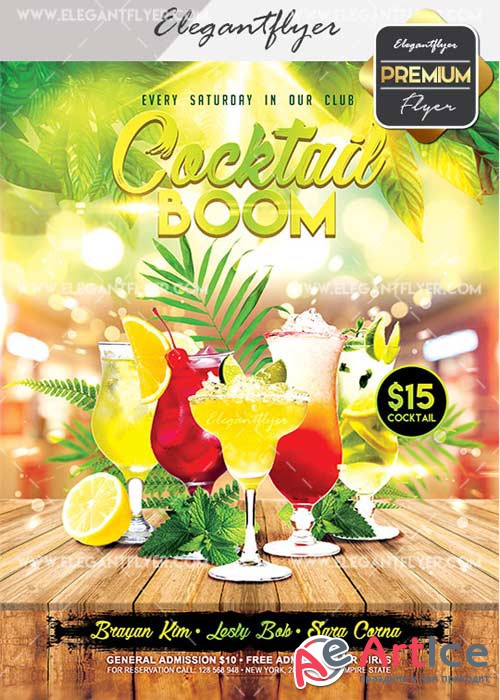 Cocktail Boom V25 Flyer PSD Template + Facebook Cover