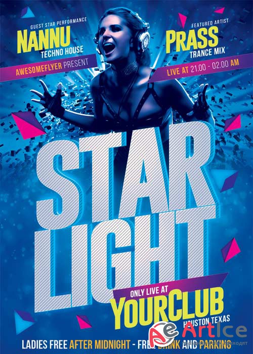 Starlight DJ Party V18 Flyer Template