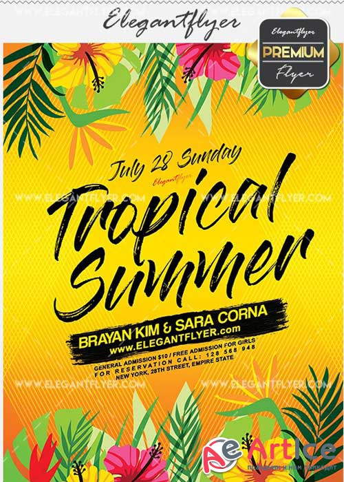 Tropical Summer V28 Flyer PSD Template + Facebook Cover