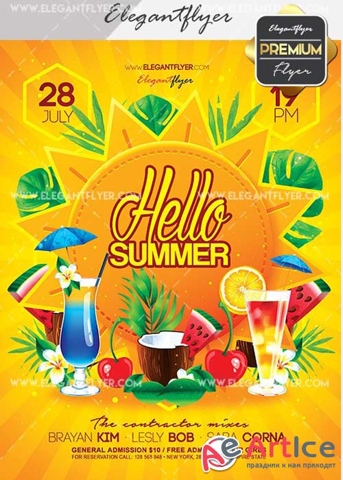 Hello Summer V19 Flyer PSD Template + Facebook Cover