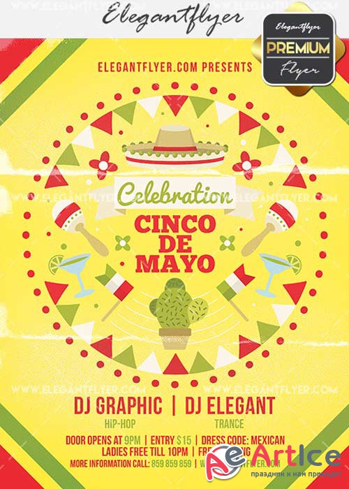 Cinco de Mayo Celebration V16 Flyer PSD Template + Facebook Cover