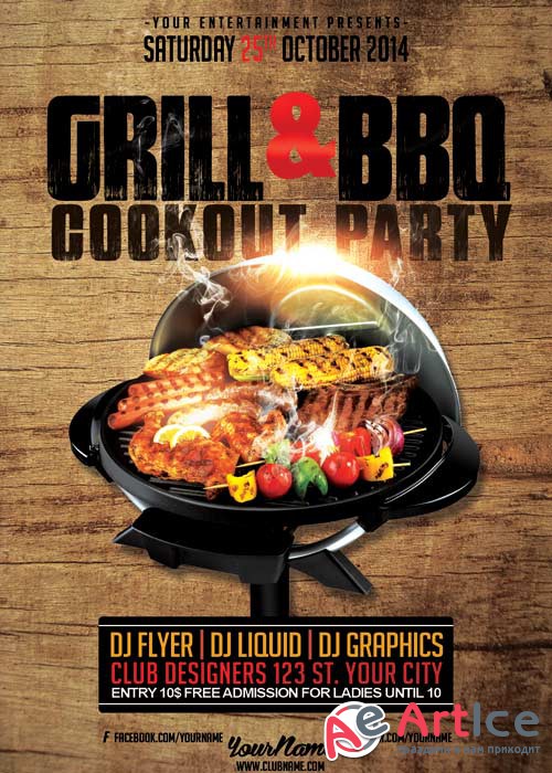 GRILL and BBQ Cookout Party V14 Flyer Template