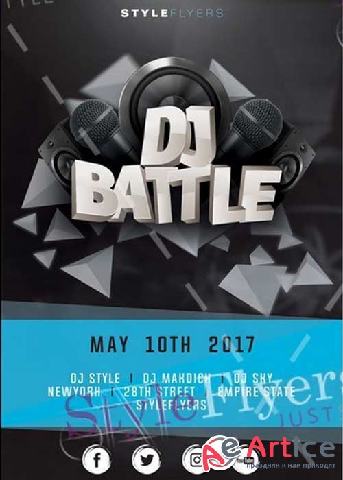 DJ Battle V22 Flyer PSD Template