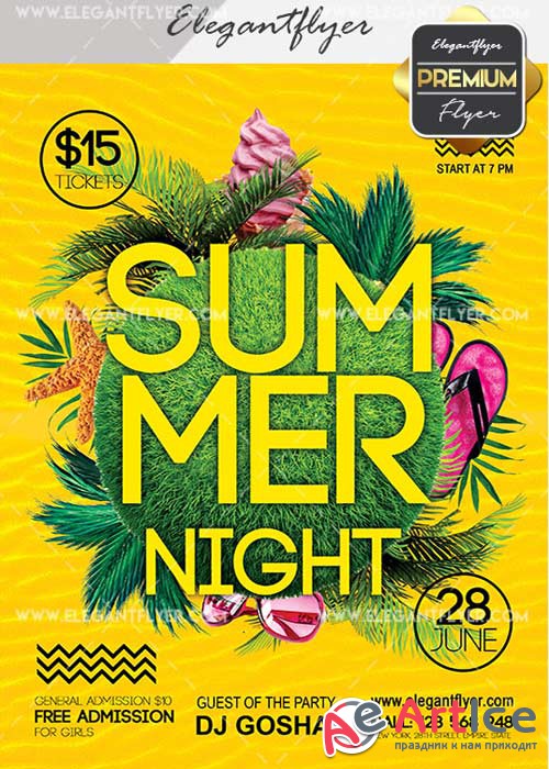 Summer Nights V22 Flyer PSD Template + Facebook Cover