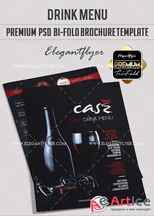 Drink Menu V10 Premium Bi-Fold PSD Brochure Template Food menu