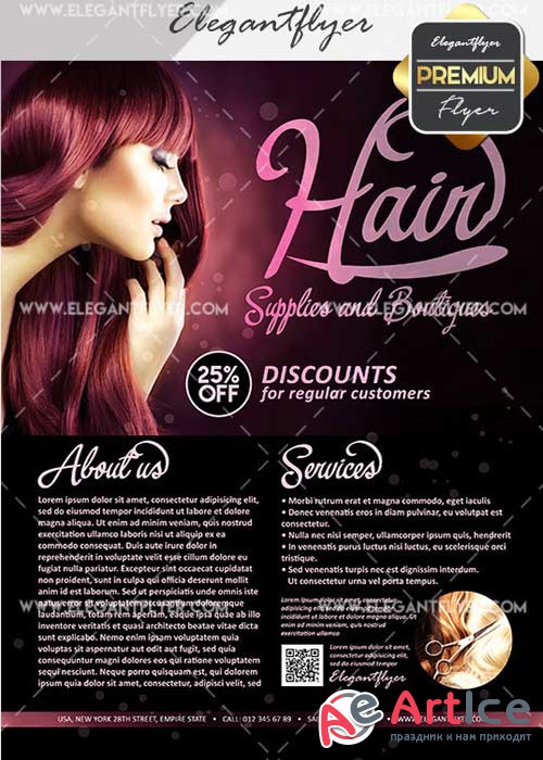 Hair Supplies and Boutiques V25 Flyer PSD Template + Facebook Cove