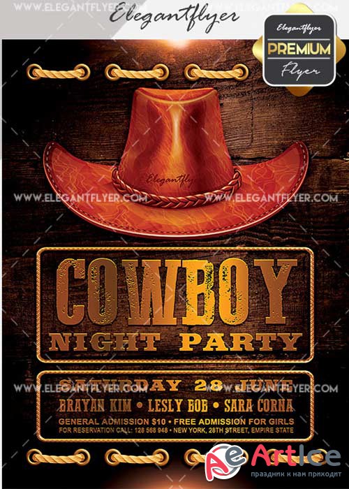 Cowboy Night Party V14 Flyer PSD Template + Facebook Cover