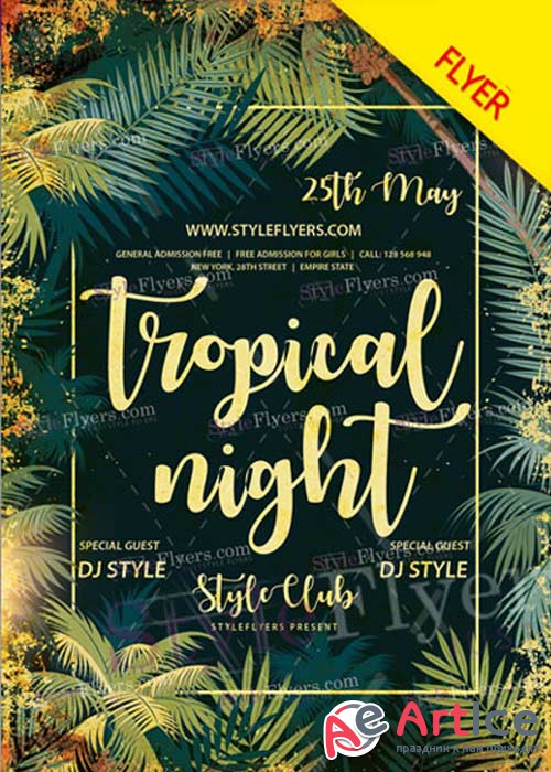 Tropical Night V15 Flyer PSD Template
