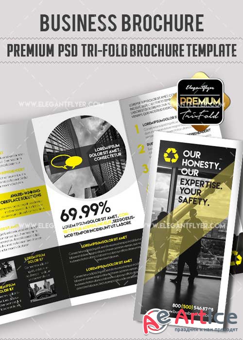 Business V19 Premium Tri-Fold PSD Brochure Template