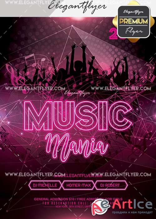 Music Mania V12 Flyer PSD Template + Facebook Cover