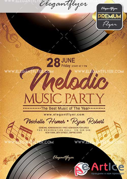 Melodic Music V20 Flyer PSD Template + Facebook Cover