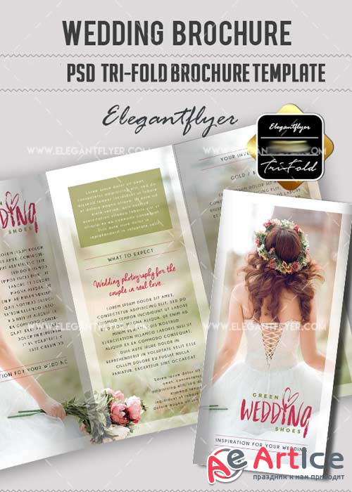 Wedding V12 Tri-Fold PSD Brochure Template