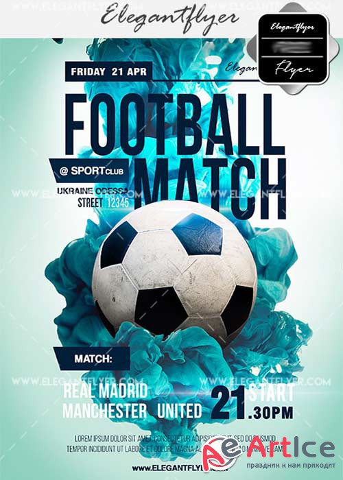 Football Match V17 Flyer PSD Template + Facebook Cover