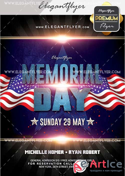 Memorial Day V33 Flyer PSD Template + Facebook Cover