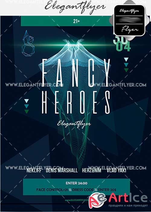 Fancy Heroes V3 Flyer PSD Template + Facebook Cover