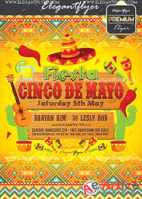 Cinco De Mayo Fiesta V19 Flyer PSD Template + Facebook Cover