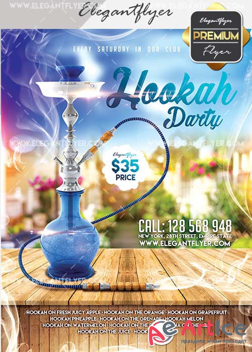 Hookah Party V27 Flyer PSD Template + Facebook Cover