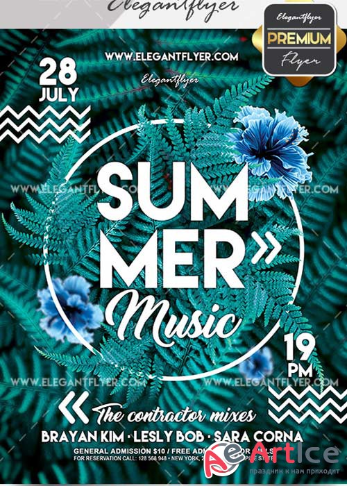 Summer Music V21 Flyer PSD Template + Facebook Cover