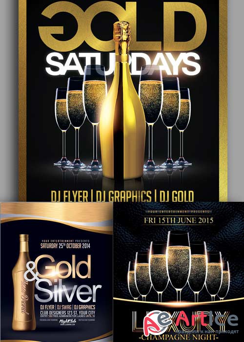 Gold Party 3in1 V1 Flyer Template