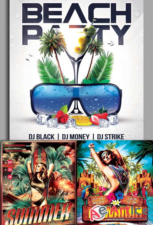 Beach Party 3in1 V1 Flyer Template