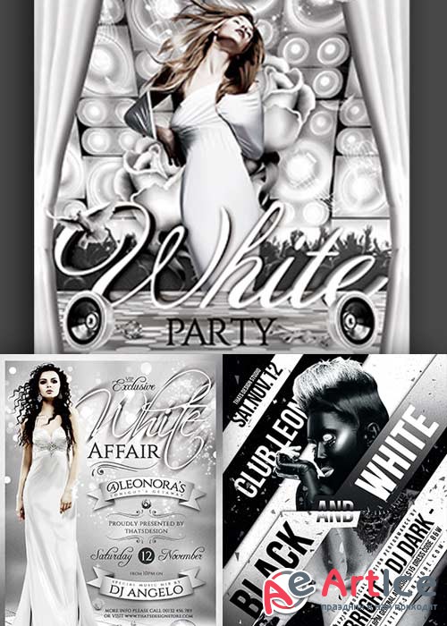 Black and White Party 3in1 V1 Flyer Template