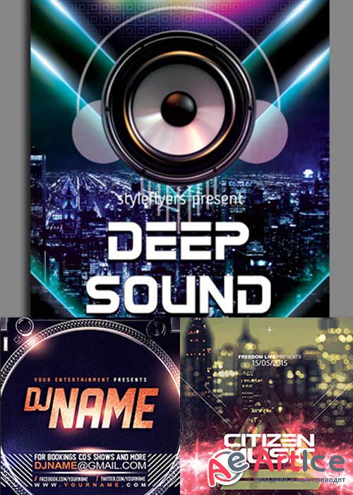 Deep Sound Party 3in1 V1 Flyer Template