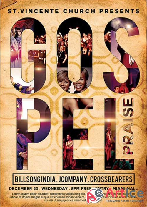Gospel Praise V3 Premium Flyer Template + Facebook Cover