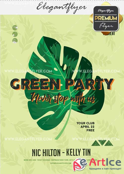 Green Party V25 Flyer PSD Template + Facebook Cover